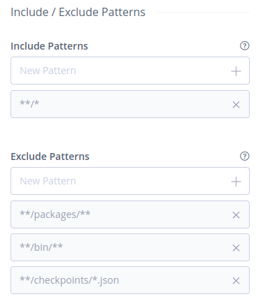 Screenshot in Artifactory showing the Patterns settings